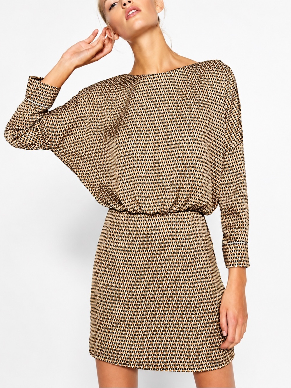 Zara Trafaluc geometric low back mini dress, XS
